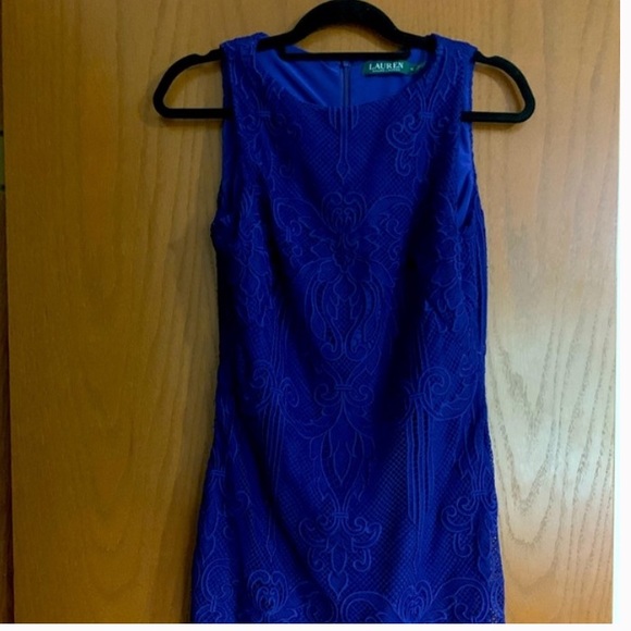 Ralph Lauren Royal Blue Lace Sleeveless Dress - Picture 2 of 5